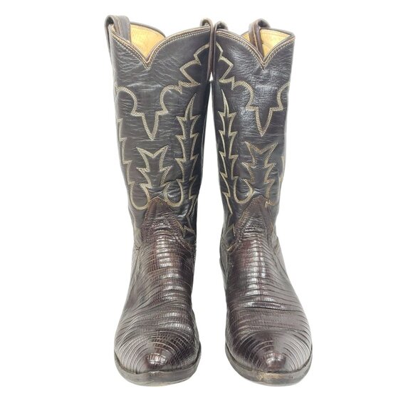 Tony Lama Lizard Skin Western Boots Women's Size 6 A Brown - Picture 6 of 7